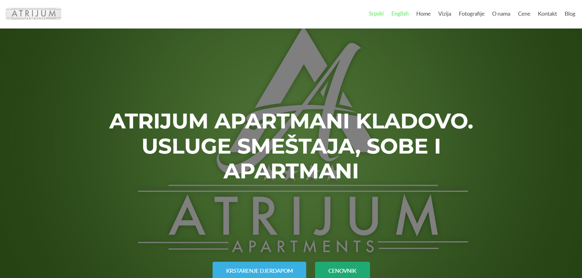 Početna stranica sajta Atrijum Apartmani Kladovo