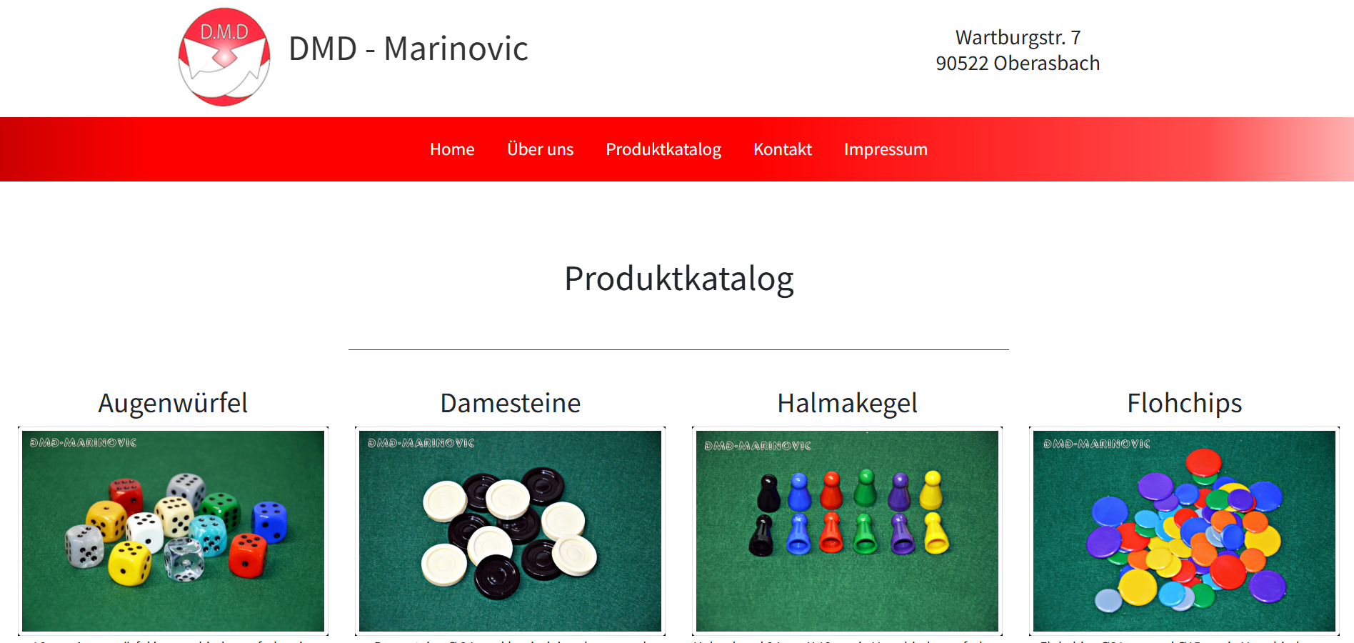 Katalog proizvoda DMD - Marinovic sa kockicama, damama, figurama i žetonima