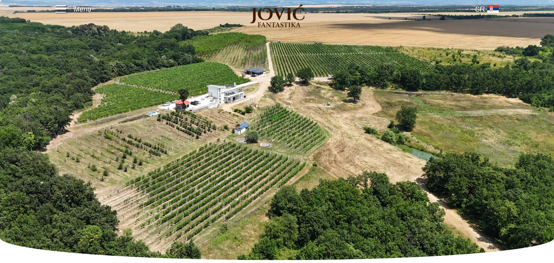 Početna stranica Vinarije Jović Fantastika sa snimkom vinograda iz vazduha